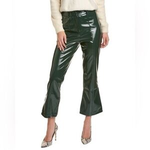 NWT 7 For All Mankind Faux Leather Shiny Flare Leg Green Pants 82580 Size M